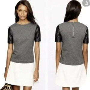 J. CREW MED GREY LEATHER SHORT SLEEVE TOP SIZE S